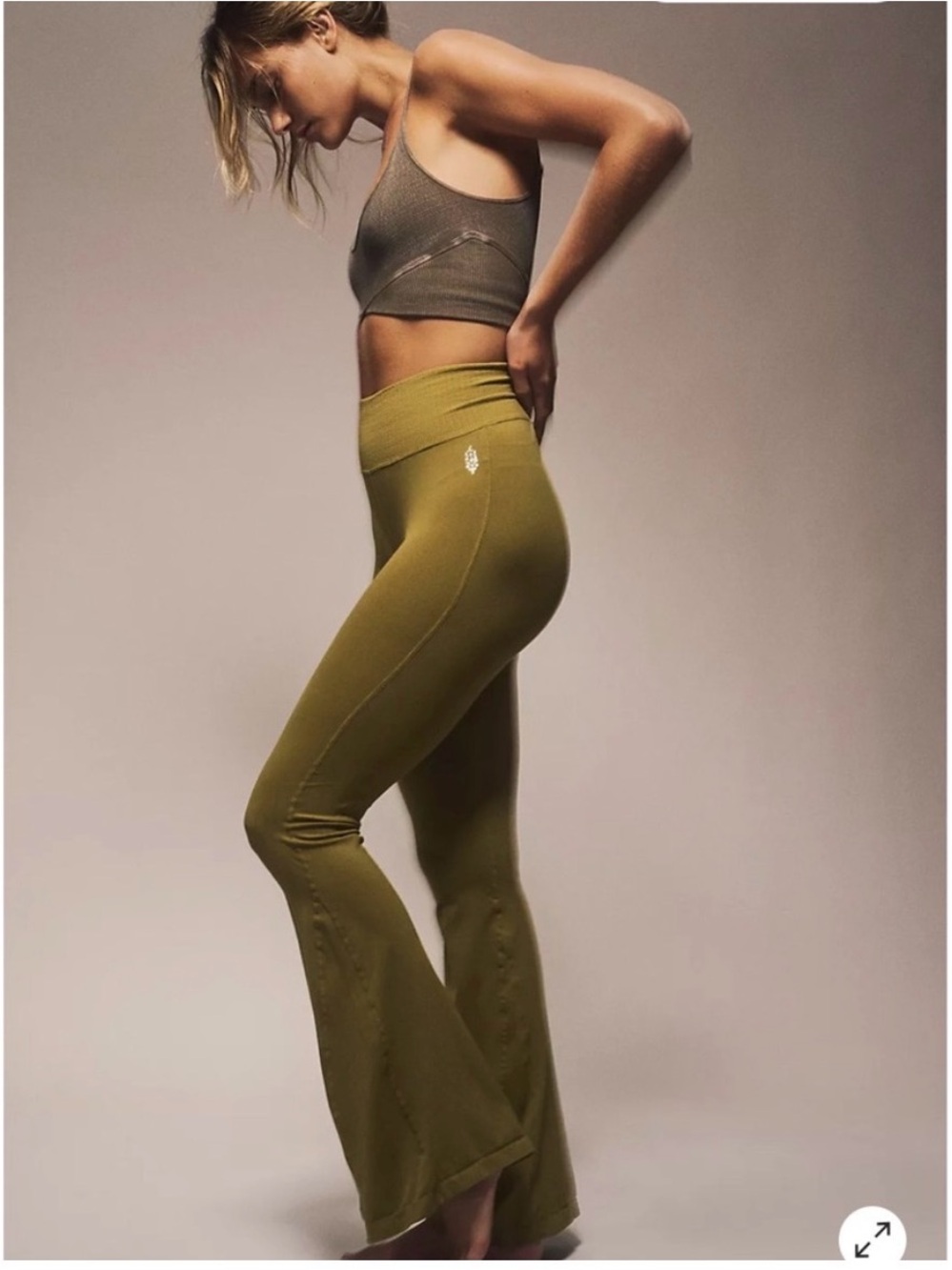 Free People Olive Green Flared High-Rise Leggings